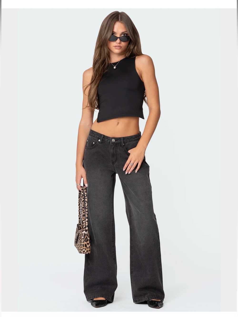 Edikted Wide Leg Black Women's Jeans
